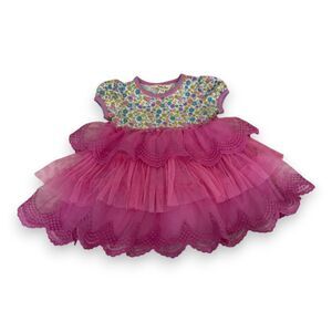 Matilda Jane Floral and Pink Tulle Dress 6-12 Months